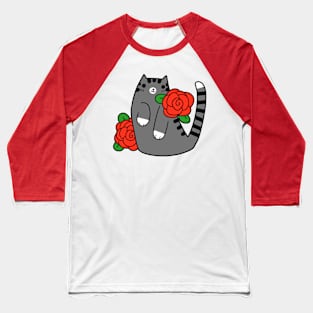 Red Rose Tabby Cat Baseball T-Shirt